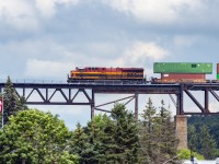 There are stories out that KCS units are being upgraded with hot plates etc. to make them compliant with Canadian contracts. There have been a lot of KCS leaders in Ontario lately, but seeing one on the Seguin River Trestle still seems really weird. 