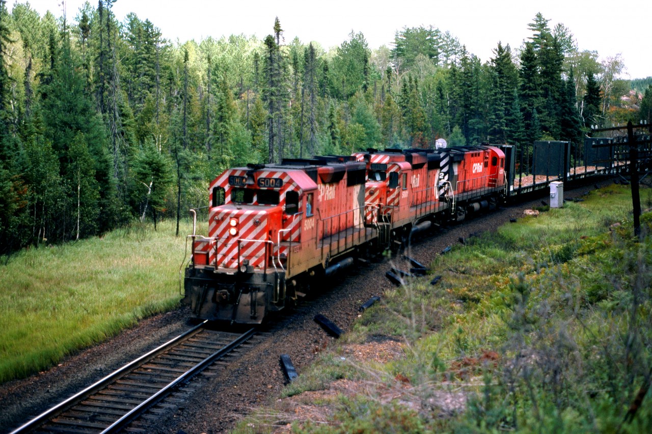 Westbound at Mileage 5.5 Nemegos Sub. August 27, 1977. Approximately 1 km east of Highway 144.