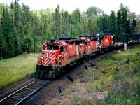 Westbound at Mileage 5.5 Nemegos Sub. August 27, 1977. Approximately 1 km east of Highway 144. 