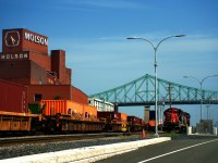 CN 500 is about to back onto its outbound train in the Port of Montreal. While the Molson sign is still visibile at left, they moved their operations to the South Shore a couple of years ago. 