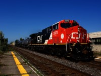 A fresh rebuild leads CN 368 through Dorval. CN 3372 was originally Dash9-44CW BNSF 4512.