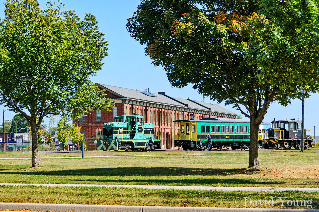 Port Stanley Terminal's "Winnie" and Elgin County Rail Museum's "Tillie" (Wabash 51) congregate for a few minutes out front of the former CASO station. As part of St. Thomas's second annual Oktoberfest the crew from PSTR has come to grab ECRM's coach. They will operate 5 trains through downtown over the course of the afternoon. It's nice seeing activity on the museum's trackage. Too bad it doesn't happen more regularly.