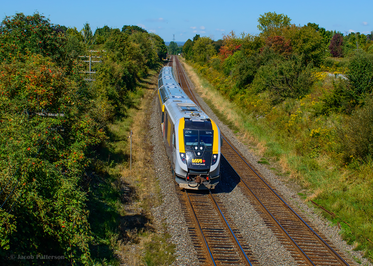 VIA 40 for Ottawa barrels along the Kingston Sub approaching Newtonville.