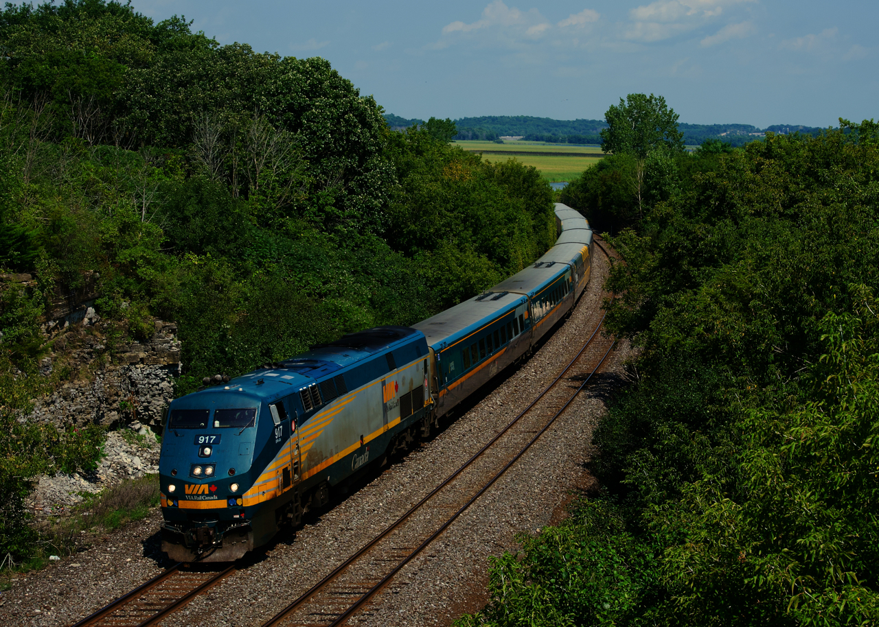 VIA 65 from Montreal is approaching its next stop at Kingston.