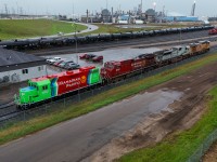 CP 1002, a unit converted to operate on Hydrogen sits on the Clover Bar shop track with CP 8013, CP 7022 and UP 7765.  