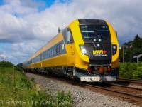 A week after the first test run, ‘Lumi’ aka TS18 was out on its the second acceptance test with engine VIA 2218 led westbound to complete the tests with locomotive end, cab car leading eastbound VIA 636-18 returning to MMC, TS18 joined the revenue fleet 12 days later when the acceptance was completed.