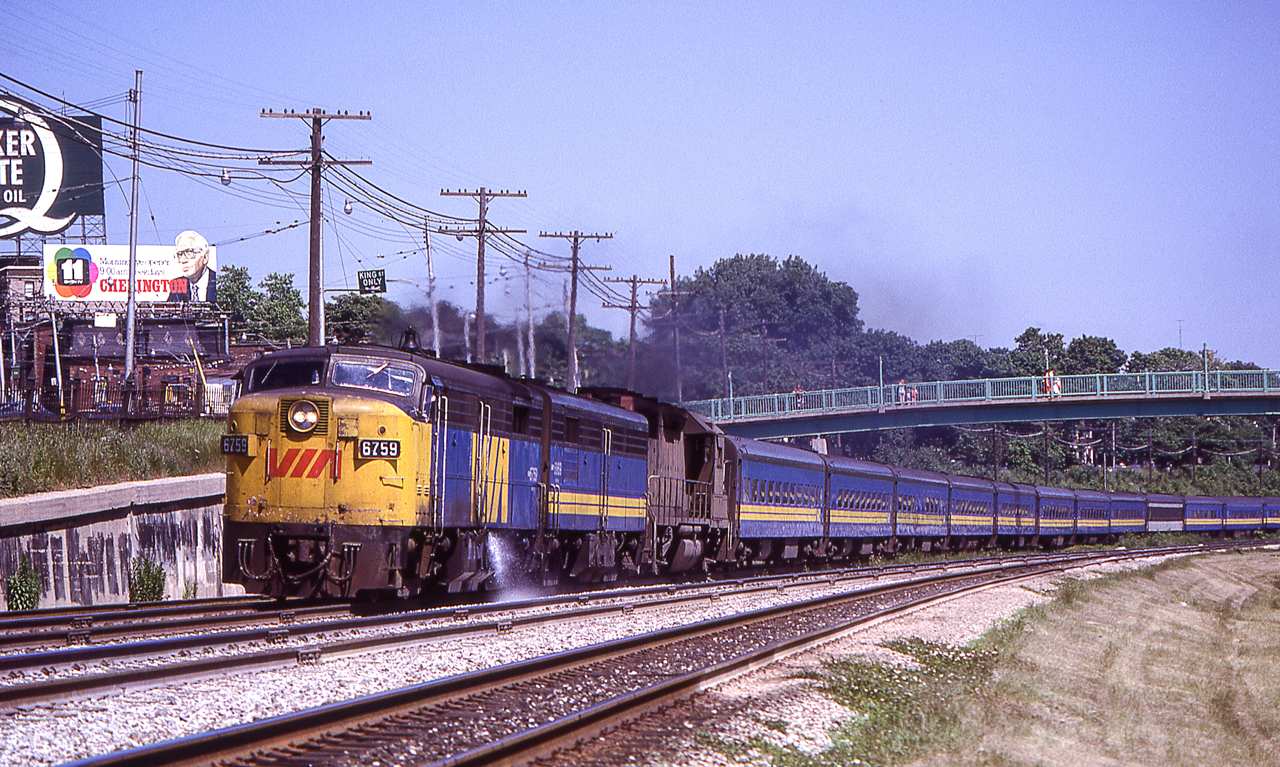 Peter Jobe photographed VIA 6759 with train #75 in Toronto on June 28, 1981.