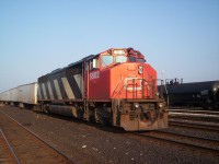 CN SD50AF 5502 at Sarnia with the triple crown roadrailer train #145, 5502 was the former 9902 the patch out number is clearly visible. The 9900 series units were the precursor to the following order of the SD60F. 