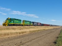 It is a pleasant Fall afternoon in western Saskatchewan as the GSR dose some switching at the elevator track in Cabri SK.  