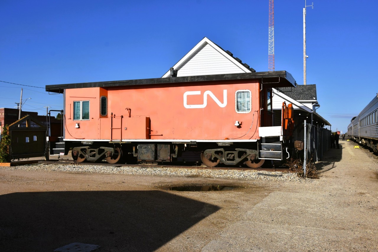 Shining brightly  
CN 76659 transfer van sits on static display at the station/railway museum in Canora, SK Mile 124.9 CN Togo Sub. in the early afternoon of September 21, 2024. 
Maybe on one of my future trips I'll capture it with the CN running number stenciled on.