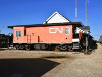 <b> Shining brightly </b> <br>
CN 76659 transfer van sits on static display at the station/railway museum in Canora, SK Mile 124.9 CN Togo Sub. in the early afternoon of September 21, 2024. <br>
Maybe on one of my future trips I'll capture it with the CN running number stenciled on.