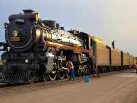 CP 2816 simmers down in Moose Jaw after a long days run, the crew, with many days ahead of them, are working hard to maintain 2816, and are servicing her for the night. This photo from April reminds me of the great time I had chasing 2816, and for the first time too. It was my first true train chase within the foam fest, and the experience was one to never forget.
