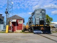 LDSX 4003 is seen working the large HOPA Bioveld facility in Thorold, having just shoved around twenty boxcars onto the siding at left, and about to take another cut deep into the facility.  Per the crew, the operation runs as needed, usually twice per week.