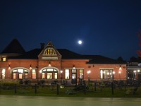 
Nice clear evening at Goderich.  The former CP station had been moved a few years ago and now serves as the Beach Station restaurant, where I would heartily recommend the fish & chips. :o)
A beautiful "Hunter's Moon" casts an eye over this historic structure as seen just after sunset.