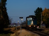 Substituting for a Siemens set, VIA 24 with an LRC consist crosses the CPKC Winchester Sub at De Beaujeu.