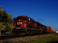 CPKC 133 passing through the small town of Saint-Clet on a gorgeous fall afternoon. This is the only section of the Winchester Sub that is still double track OCS/ABS, with the rest of the subdivision being CTCed a few years back.