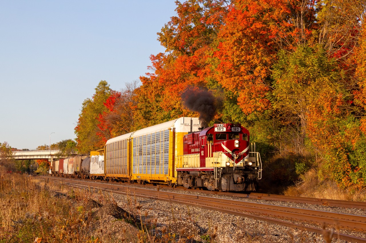 OSR 182 approaches Woodstock station after running around their train at Coakley with some amazing fall colours.
What better to be doing during my reading week!