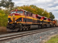 After going east to clear out the Puslinch Siding, 4804 is headed back west trailed by 4122 and BNSF 3899