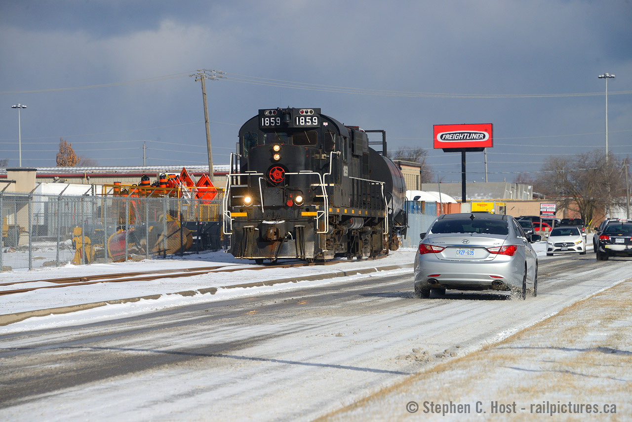 Pictured is GIO  lifting the last car (to date) out of Kemira in St. Catharines on February 29, with traffic rushing along Berryman Ave and photographers scurrying everywhere. (I'm amazed none are in my shot). This would NOT be the last train on the line. After GIO left the line for dead, dimensional loads had to come out of Trenergy and the last moves to date, would be in June 2024 where the trackmobile in Dean's photo would take loads down the N&ST Spur to Merriton. The line hasn't been officially given up/discontinued by CN nor ripped out and anything is possible until it's ripped out. Despite what some folks have been saying, this wasn't the last movement on the Grantham Spur. This probably won't be the last train on the north end of the Thorold sub either.. only time will tell for sure. People did the same with OSR left the Cayuga spur... folks - don't proclaim the last train until you know for sure. No need to rush your proclamations as history has a habit of proving us wrong if we do :)