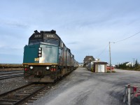 <b> Standing by </b> <br>
VIA 693 The Hudson Bay has backed into the station track at Churchill, passengers have detrained, baggage has been unloaded, and all but one of the local shuttle vans has departed. <br>
VIA 6419 & VIA 6433 have not been plugged into wayside power and will idle away for the entire day.<br>
This same consist will depart at 19:30 hrs. this same day as VIA 692 The Hudson Bay destined for Winnipeg. <br>
It's shaping up to be a beautiful day to wander the town.