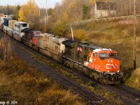 October 24th @ 08:35, CN Z120 by Springhill Jct. 580 axles,
CN 3015 (Veterans), CN 2786, CN 3128 + DPU CN 3812.

Still not seen by me, the second "Veterans" unit CN 3233. 