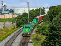 Afternoon westbound yard transfer return to Ponderosa yard from Island yard with double slug set.