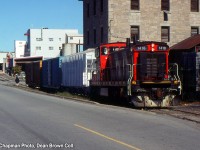 CN 550 with CN GMD1u 1418 switches Gallagher Paper in Thorold.