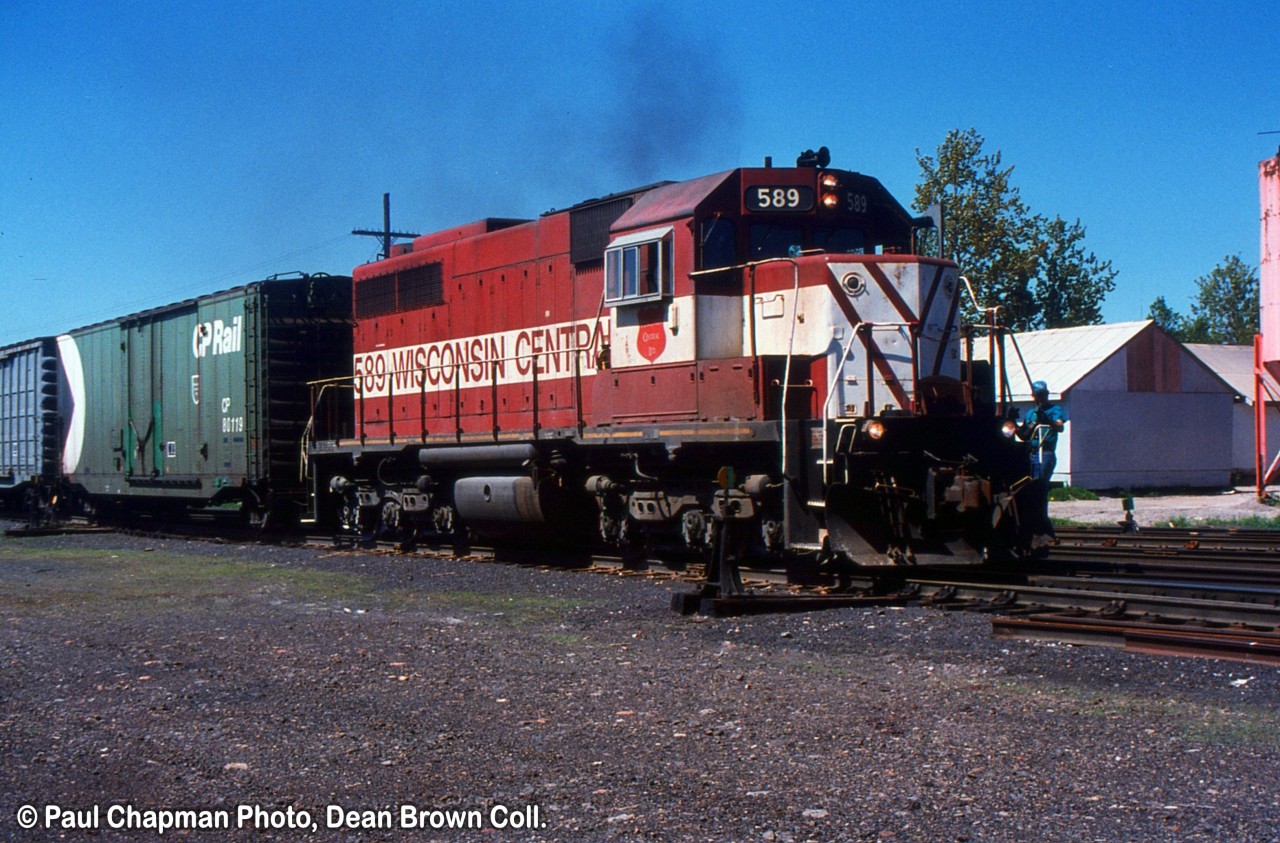 WC SDL39 589 arrives at Sault Ste. Marie, ON on the CP Webbwood Sub.