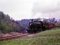 CVR 1057 leads the Ontario Rail Association's fall excursion to Owen Sound through the Credit Valley passing the mill ruins at Cataract.

<br><br><i>Donald Coulman Photo, Jacob Patterson Collection Slide.</i>