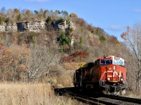 It’s been way too long since I’ve spent time here. I remember in my early years the tracks still existed here behind the demolished station site. The old crumbling platform disappearing in the weeds. Unfortunately I’m a week or two too late for lush autumn colours but I’m not complaining. The sound of a GE and EMD tackling the Niagara Escarpment is music to my ears. Dundas certainly has a certain charm, and always will. 