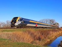 VIA 2314, with Toronto to Windsor train 73, cruises through Stoney Point Ontario, mile 80.5 on the Chatham Sub.