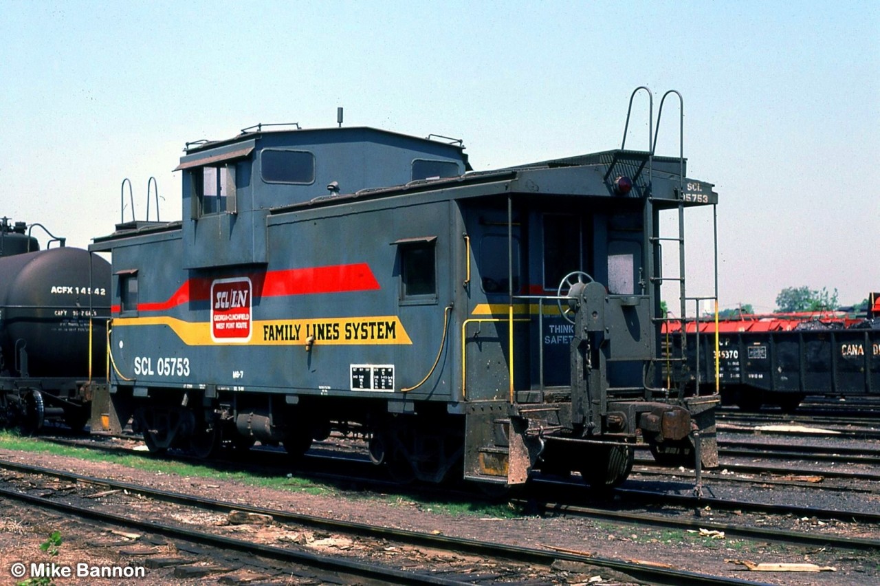 A Family Lines SCL Van sitting in Aberdeen Yard after coming off a Florida phosphate train on the TH&B.
No doubt going to the Port Maitland TH&B yard there.