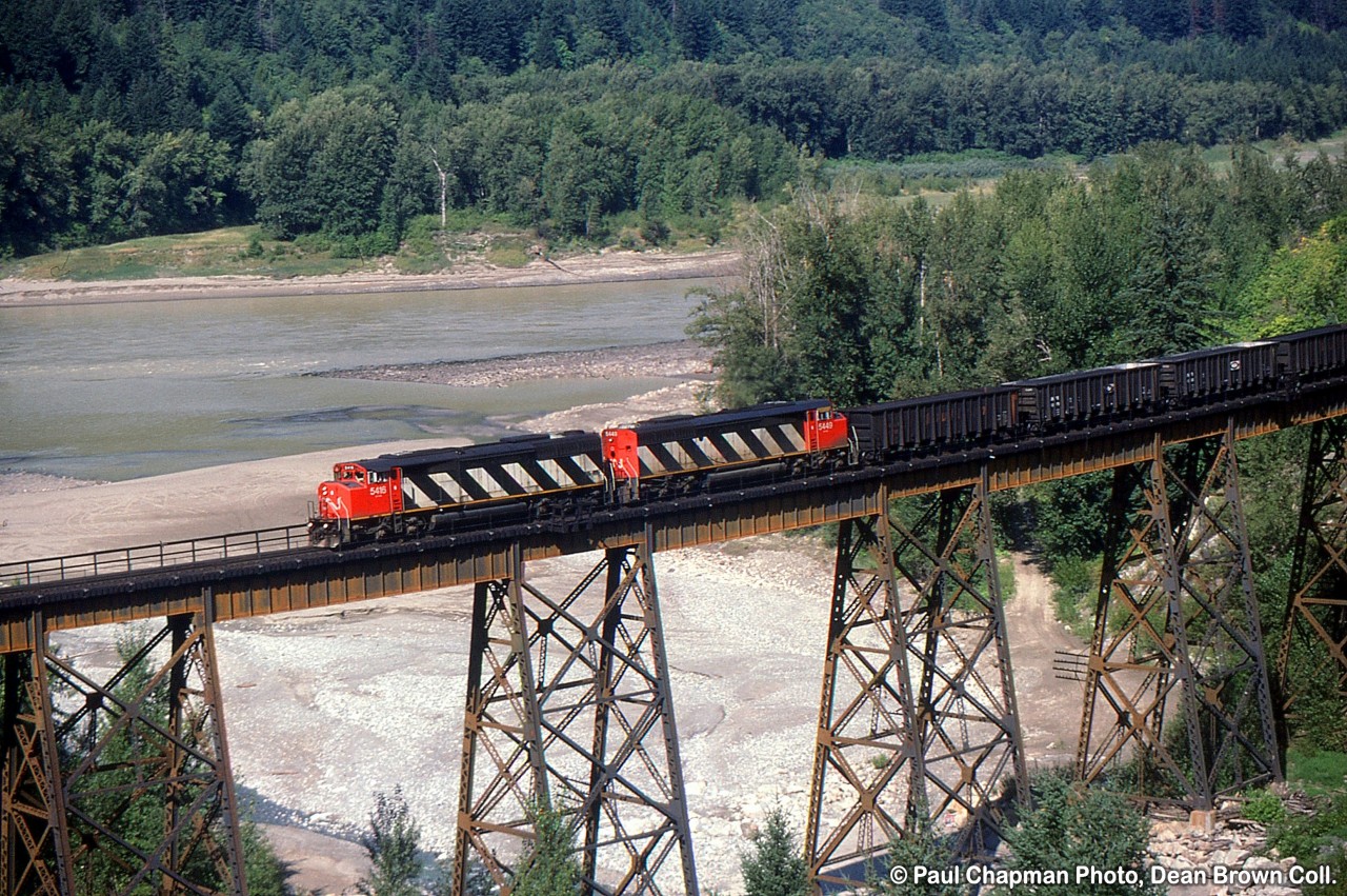 CN Westbound with CN SD50F 5416 and CN SD50F 5449 crossing over Anderson Creek at Mile 0.2 CN Yale Sub.