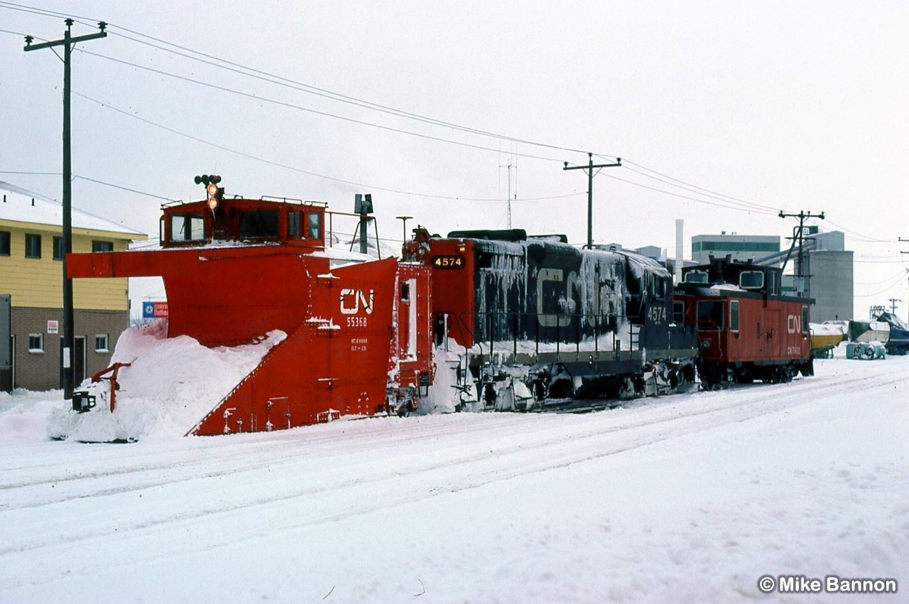 Midland is known for snow and this day was no exception.
The consist suggests battle with mother nature was tough.