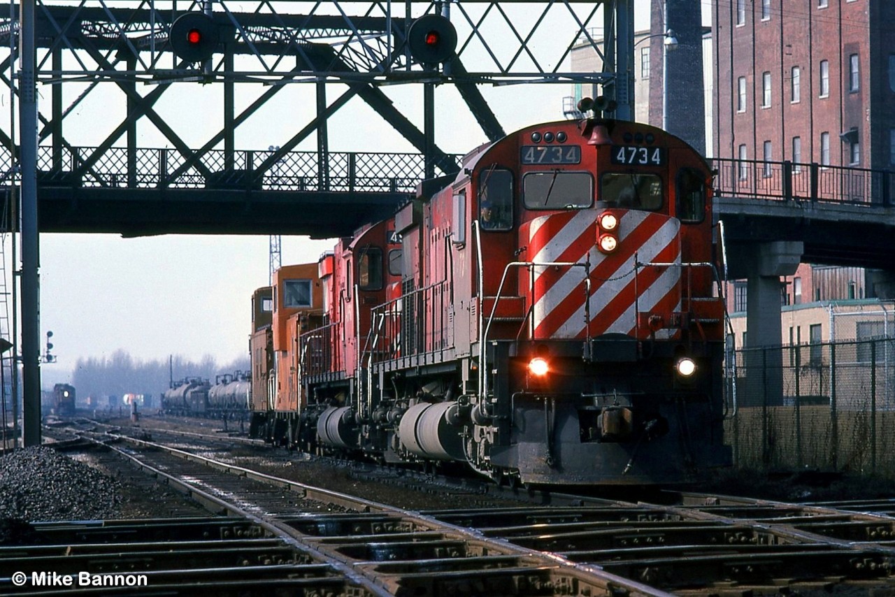 Their transfer complete 4734 heads east to Agincourt yard under the long gone Weston road bridge