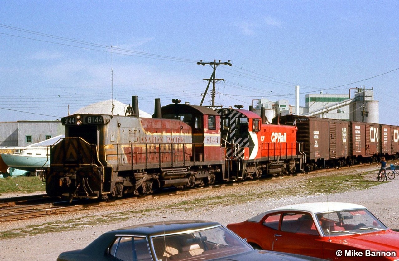 A cP grain extra from Port McNicoll going thru Midland to Simcoe Elevator now demolished