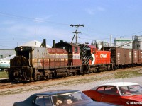 A cP grain extra from Port McNicoll going thru Midland to Simcoe Elevator now demolished 