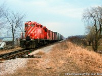 CP GP9u 8221 northbound at Brookfield on the CP Fort Erie Sub.