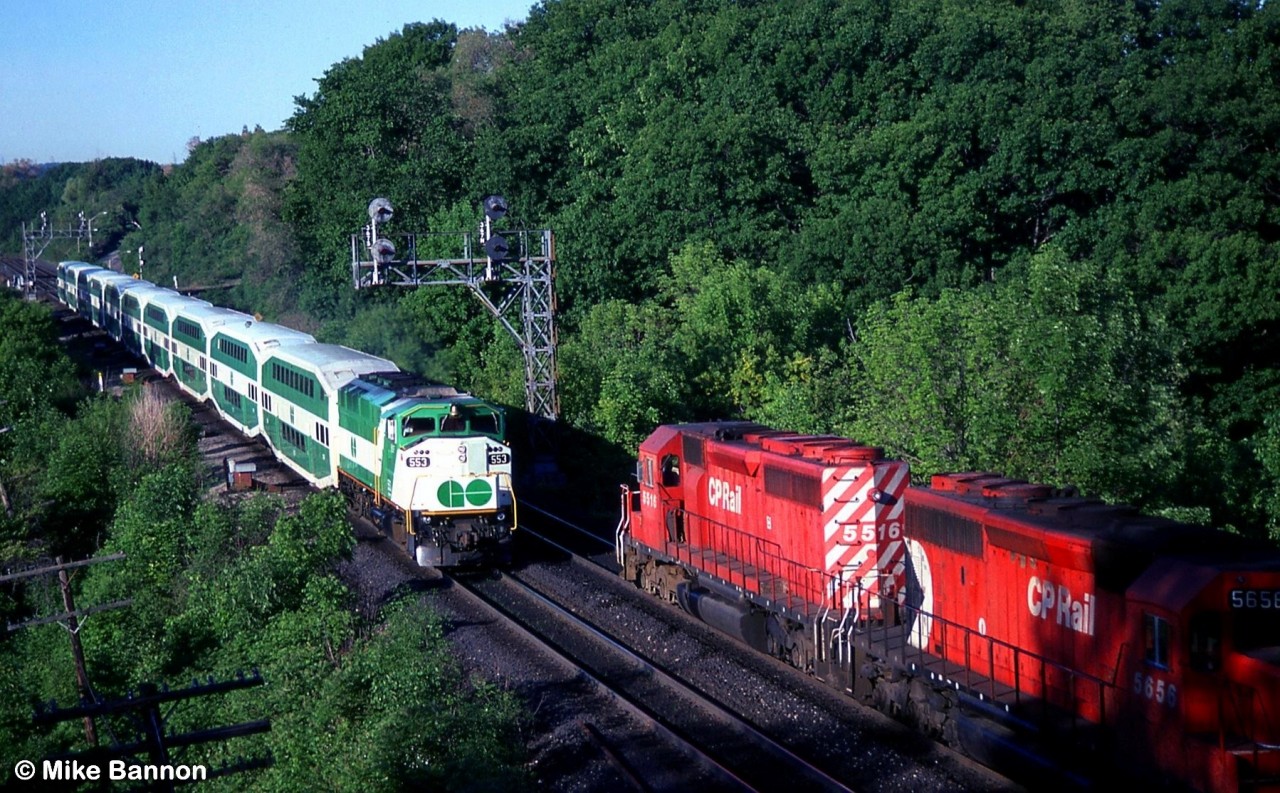 Go Transit eastbound passing the CP Starlight at Bayview.