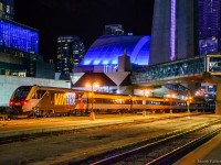 Equipment from VIA 76 sits at the west end of Union Station waiting on a signal to proceed to the TMC.