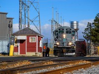 Since my last visit <a href=https://www.railpictures.ca/?attachment_id=55227>in early October,</a> motive power at HOPA's Niagara Port Services (former Bioveld?) operation has been swapped from one GP9 to another, with LDSX 4100, the former <a href=https://www.railpictures.ca/?attachment_id=54791>CN 4100,</a> assuming this role.  This operation has become quite busy, with trains operating almost, if not daily (thanks GC), usually with about 15-20 cars on each trip.<br><br>Of note, <a href=https://www.railpictures.ca/?attachment_id=50372>HOPA's green SW1200RSu 1305,</a> was seen parked in Allanburg yard this morning with stacks capped.  Bioveld logos have been replaced with NPS, Niagara Port Services lettering, also seen on the former Hayes-Dana plant building.