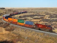 CPKC 100 grinds upgrade out of Medicine Hat with CP 8888 leading. 