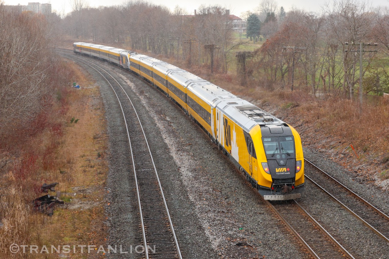 VIA 043/01 and 643/01 J train departing Guildwood due to crew shortage, TS 8 VIA 2307 - 2208 in the lead, TS 18 ‘Lumi’ VIA 2317 - 2218 trailing.