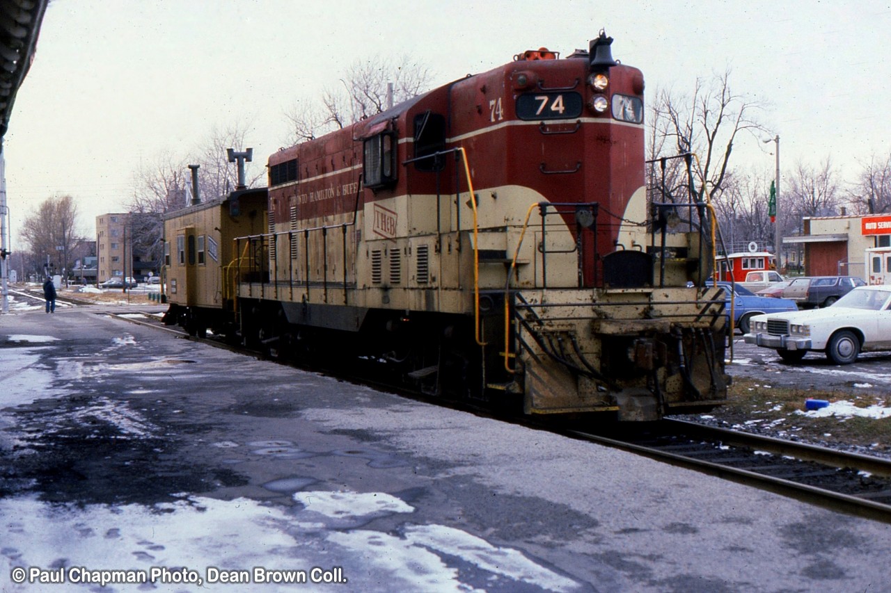 THB GP7 74 eastbound at Port Colborne, ON, on the CN Dunnville Sub