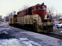 THB GP7 74 eastbound at Port Colborne, ON, on the CN Dunnville Sub