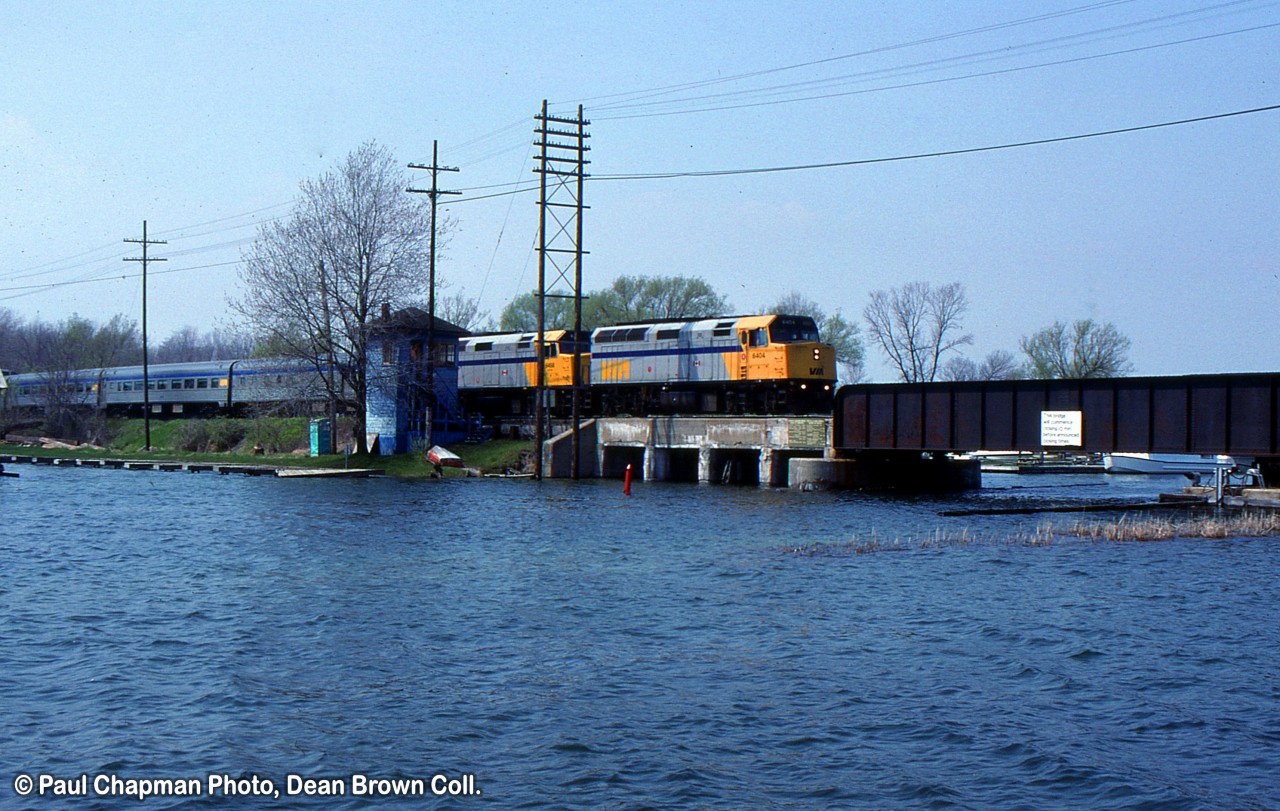 VIA 1 crosses the Atherly Narrows on the CN Newmarket Sub in Orillia, ON