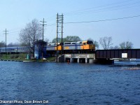 VIA 1 crosses the Atherly Narrows on the CN Newmarket Sub in Orillia, ON