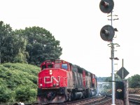 CN 9525 is westbound at Bayview Junction, Ontario on July 2, 1981.
Bob