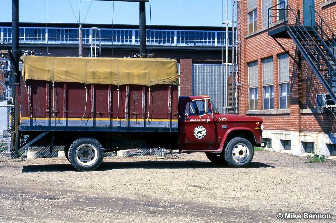 In the late 70's the Algoma Central yard in the Soo was like a museum.
This old truck exhibits the loco paint scheme