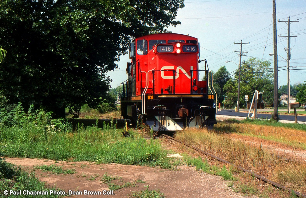 CN 550 with CN GMD1u 1416 heads east on the CN Lakeshore Spur at Port Weller.